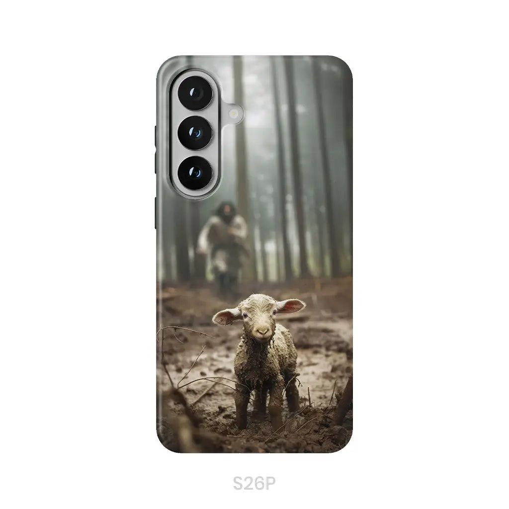 Jesus With The Sheep, Jesus Running After Lamb, Phone Case
