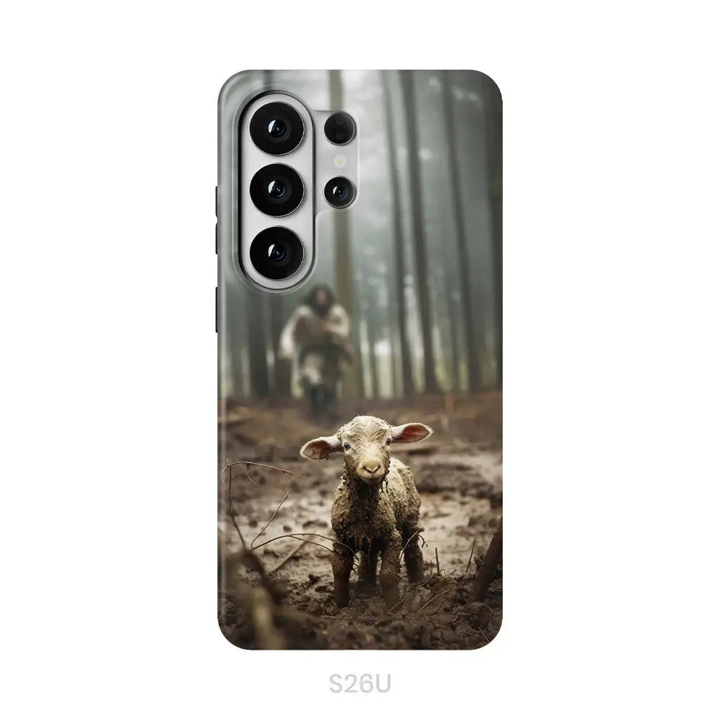 Jesus With The Sheep, Jesus Running After Lamb, Phone Case