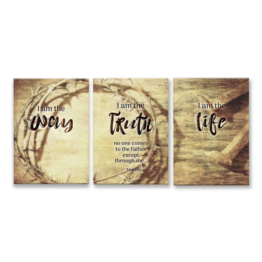 3 Panel Wall Art Canvas - John 14:6 I Am The Way And The Truth And The Life