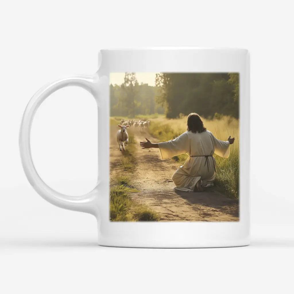 Lamb Runs to Jesus Coffee Mug