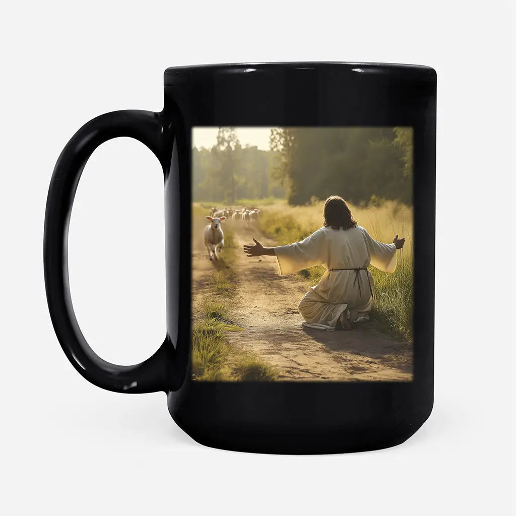 Lamb Runs to Jesus Coffee Mug