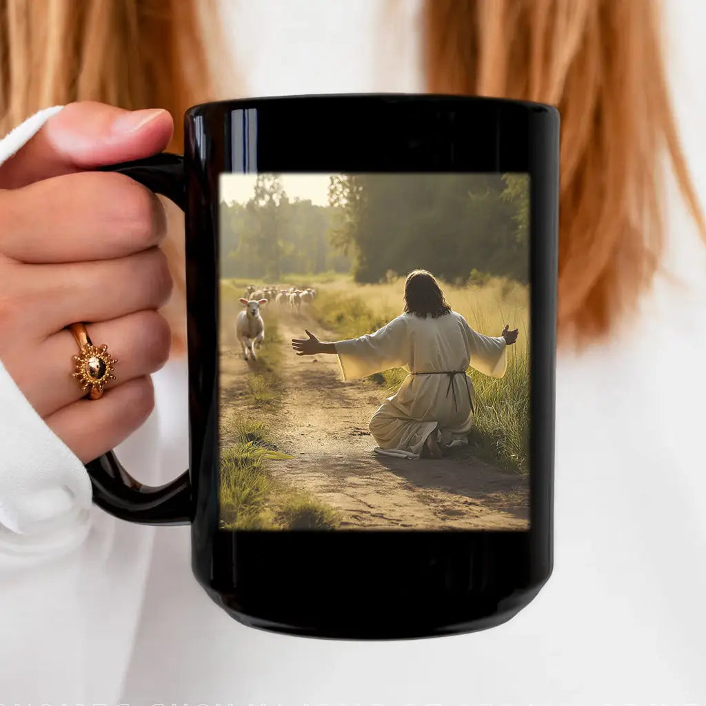 Lamb Runs to Jesus Coffee Mug