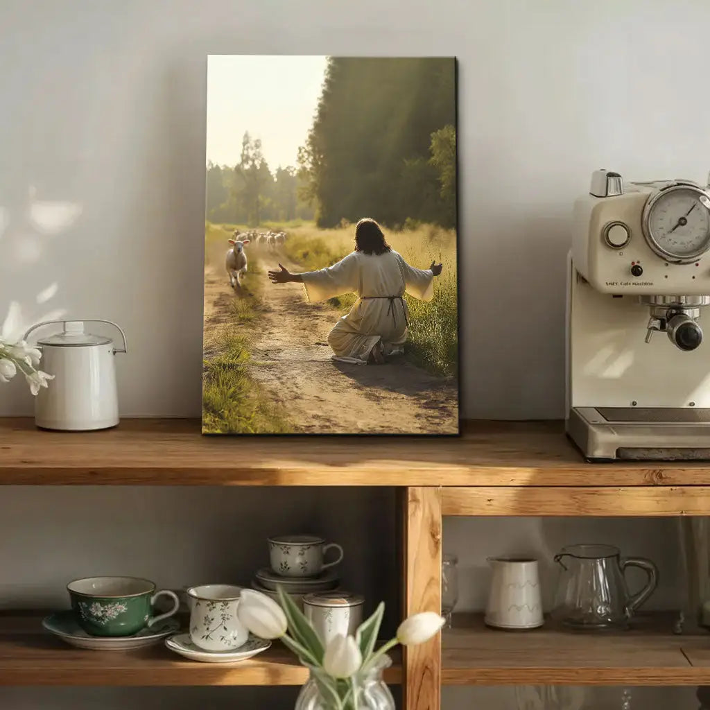 Lamb Runs to Jesus Wall Art Canvas