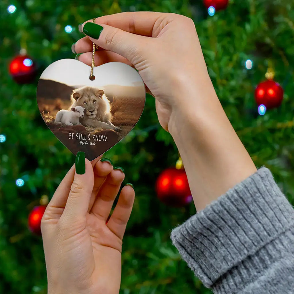 Lion and Lamb, Be Still and Know Psalm 46:10, Ornament