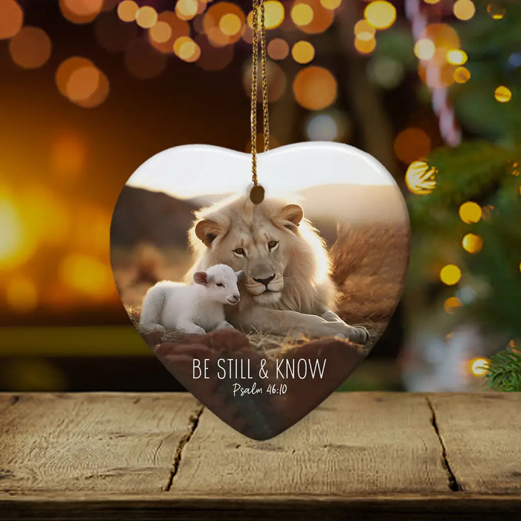 Lion and Lamb, Be Still and Know Psalm 46:10, Ornament