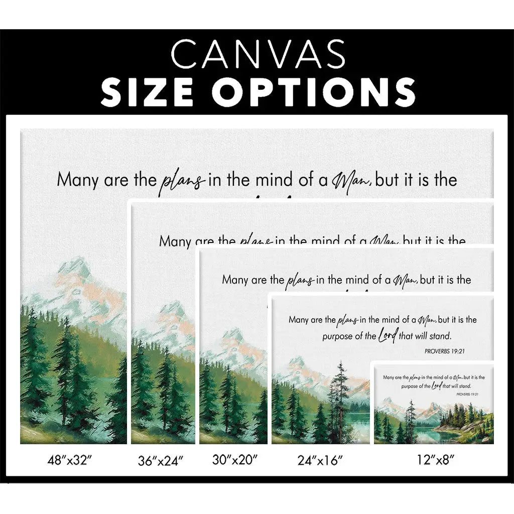 Many Are The Plans Proverbs 19:21 Bible Verse Wall Art Canvas
