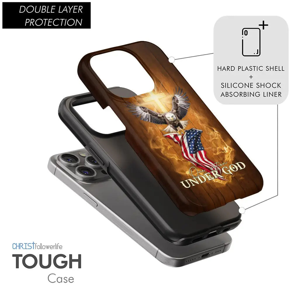 One Nation Under God, Bald Eagle With American Flag, Phone Case