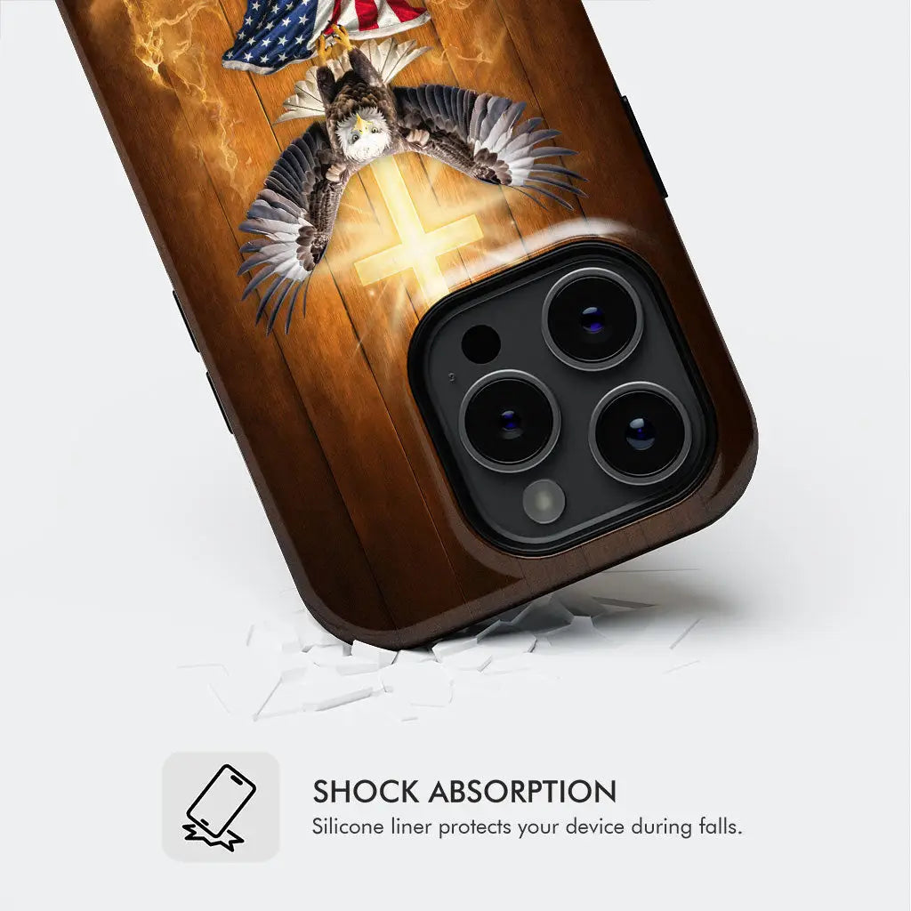 One Nation Under God, Bald Eagle With American Flag, Phone Case