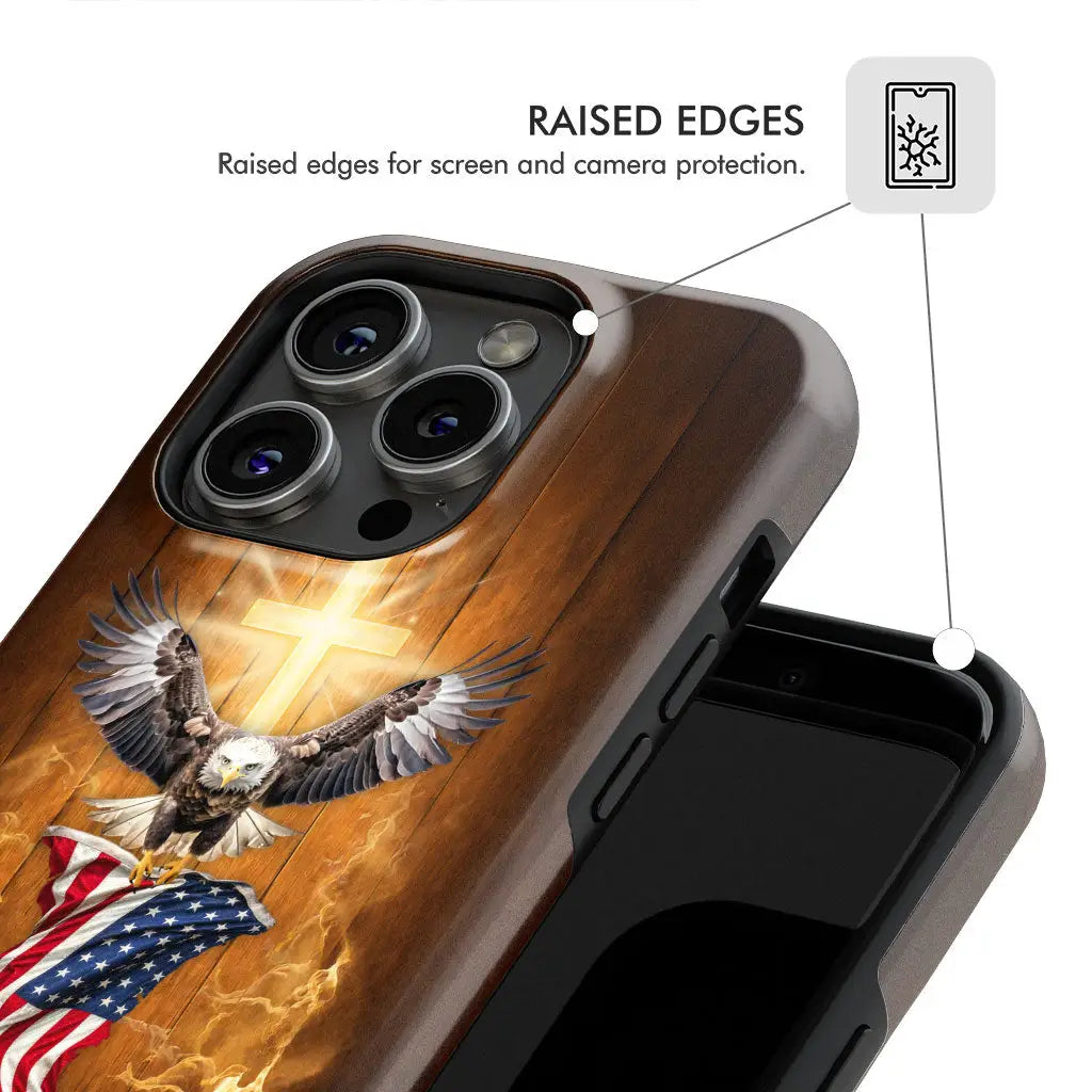 One Nation Under God, Bald Eagle With American Flag, Phone Case