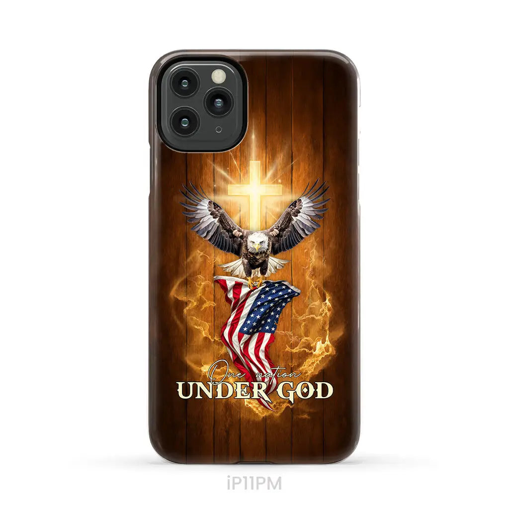 One Nation Under God, Bald Eagle With American Flag, Phone Case