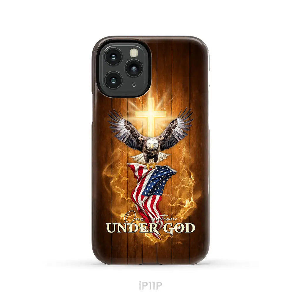 One Nation Under God, Bald Eagle With American Flag, Phone Case