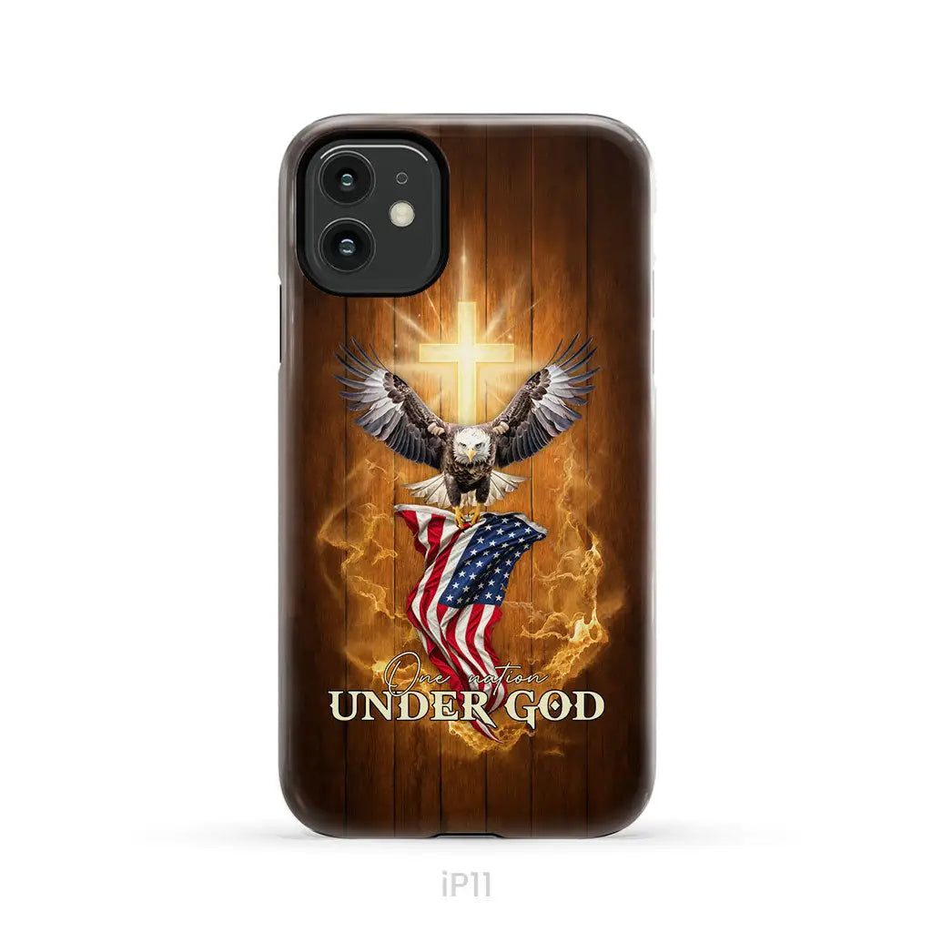 One Nation Under God, Bald Eagle With American Flag, Phone Case
