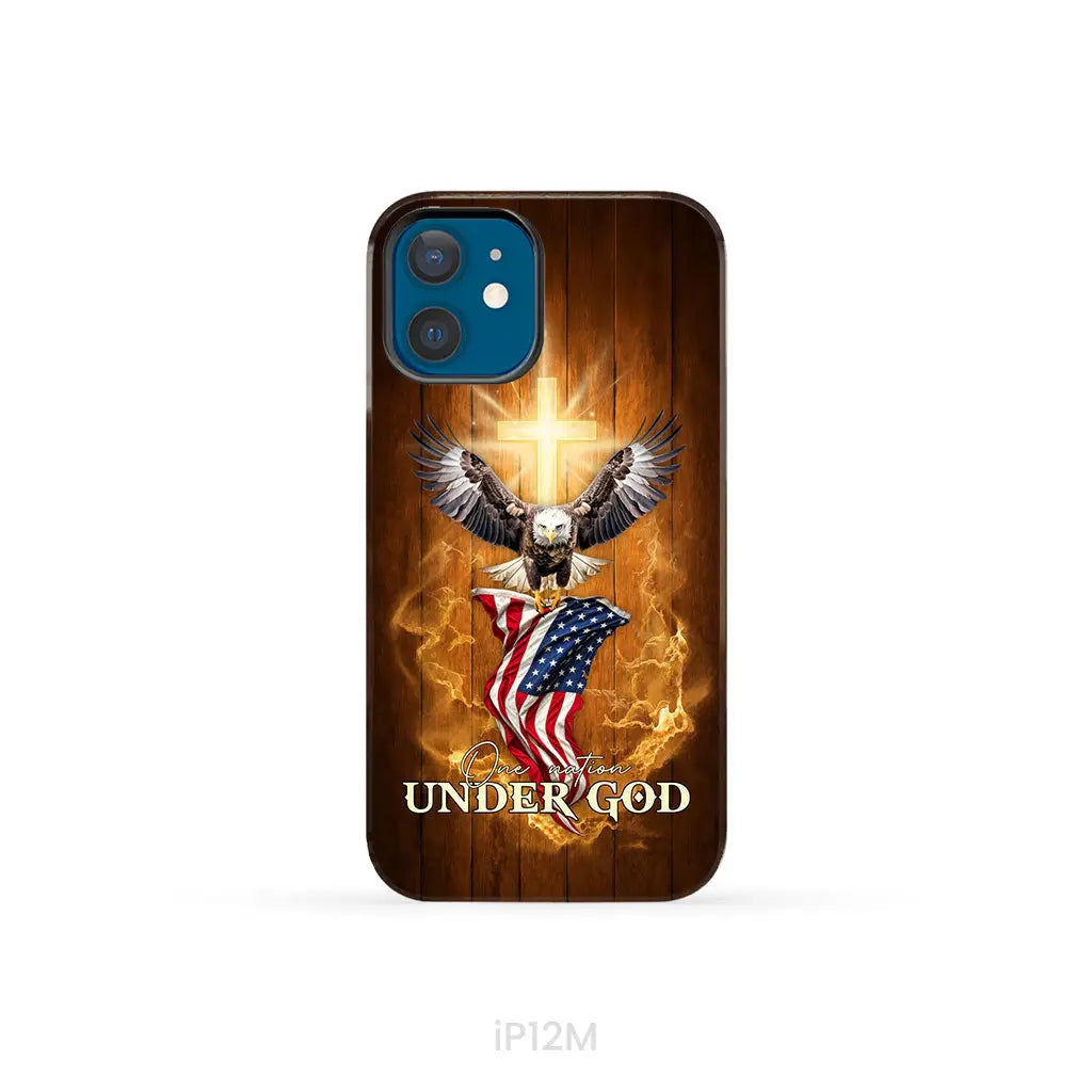 One Nation Under God, Bald Eagle With American Flag, Phone Case