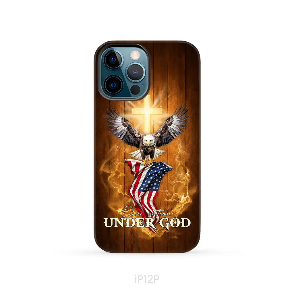 One Nation Under God, Bald Eagle With American Flag, Phone Case