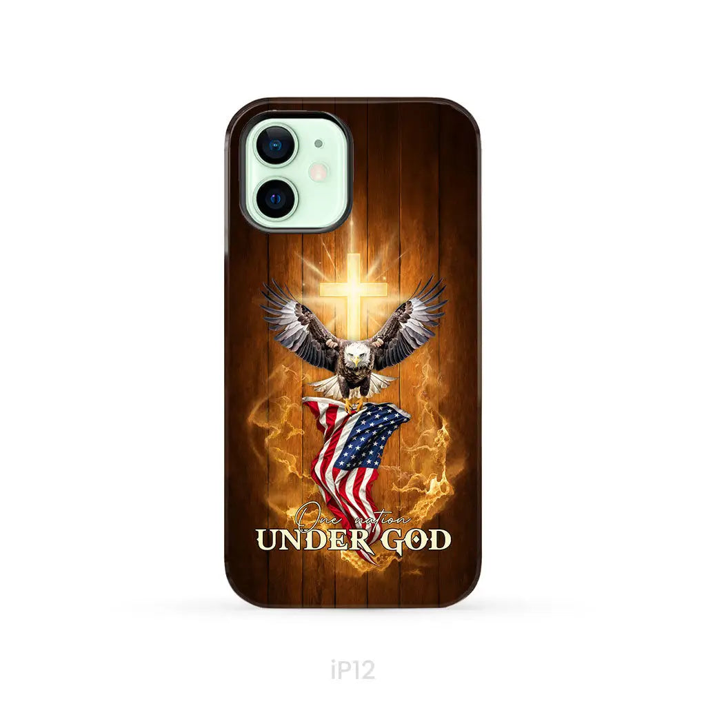 One Nation Under God, Bald Eagle With American Flag, Phone Case