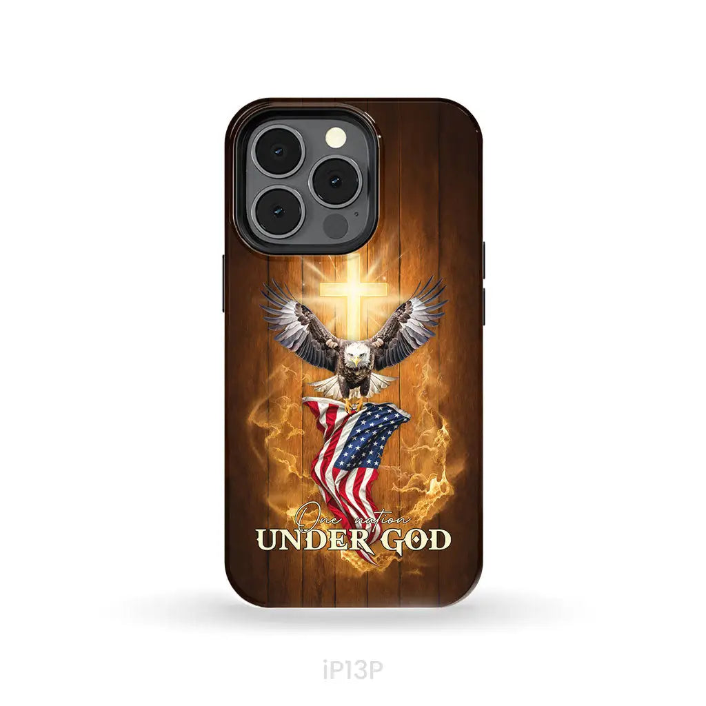 One Nation Under God, Bald Eagle With American Flag, Phone Case