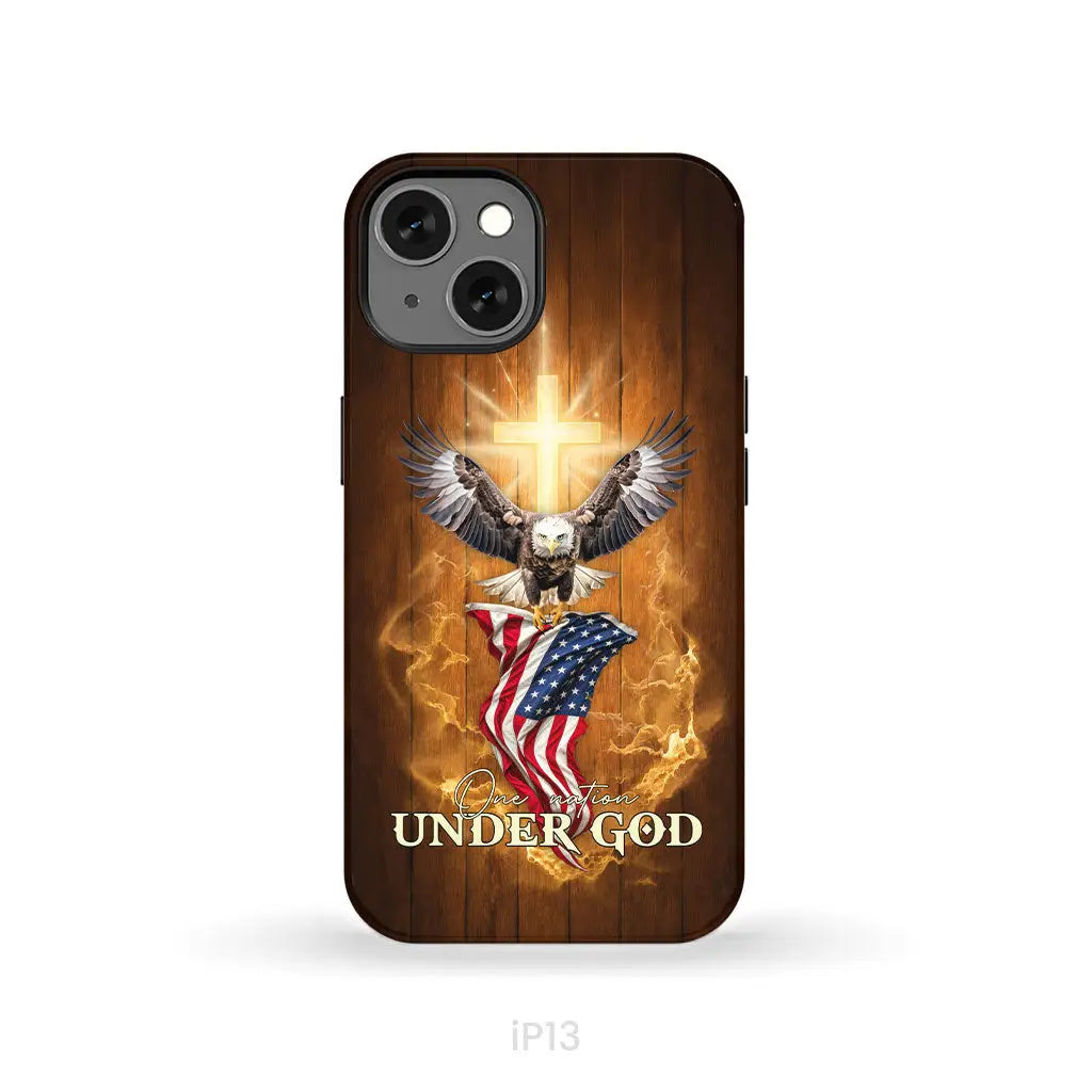 One Nation Under God, Bald Eagle With American Flag, Phone Case