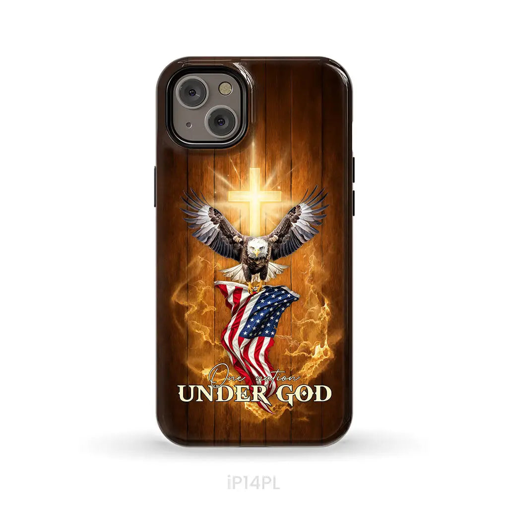 One Nation Under God, Bald Eagle With American Flag, Phone Case