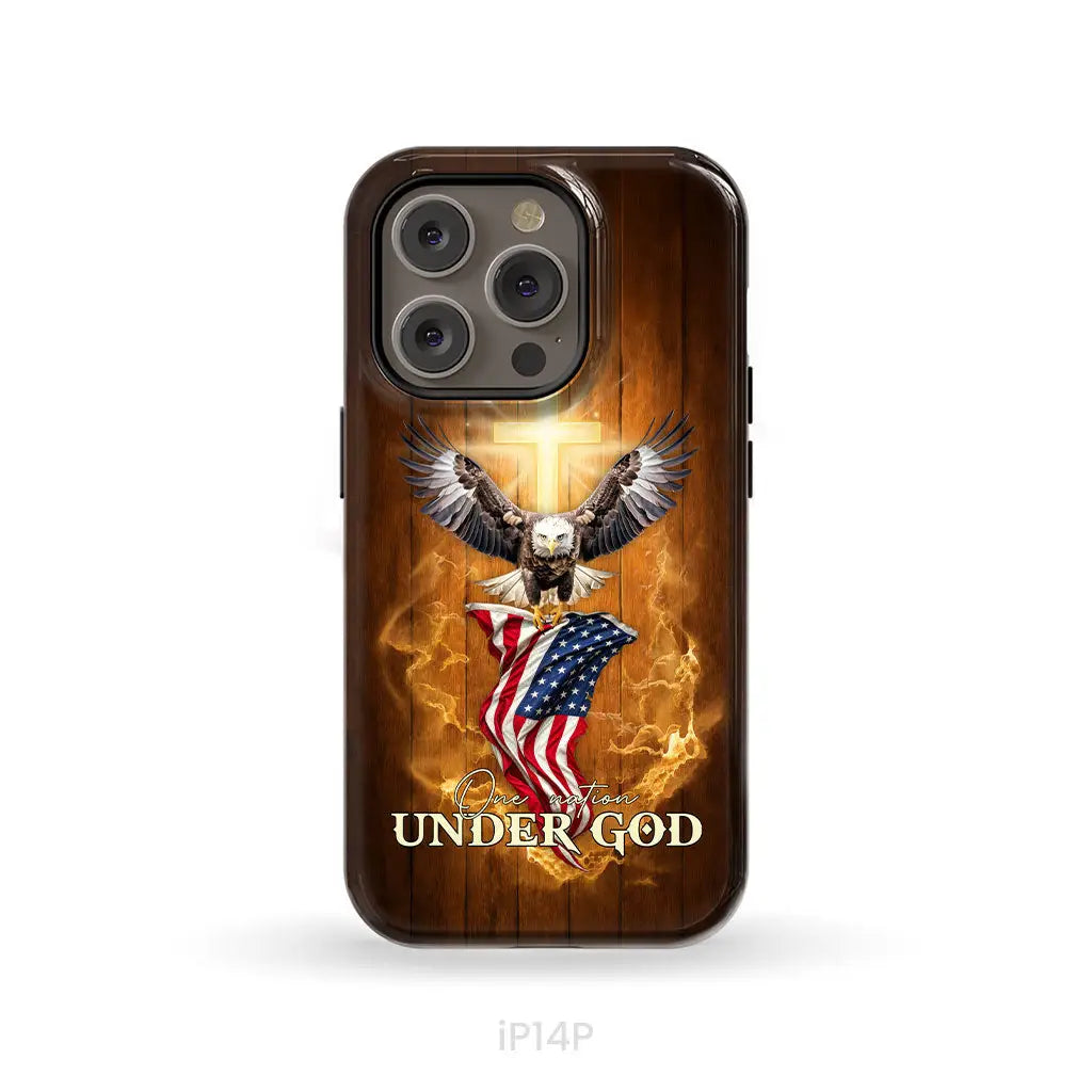 One Nation Under God, Bald Eagle With American Flag, Phone Case