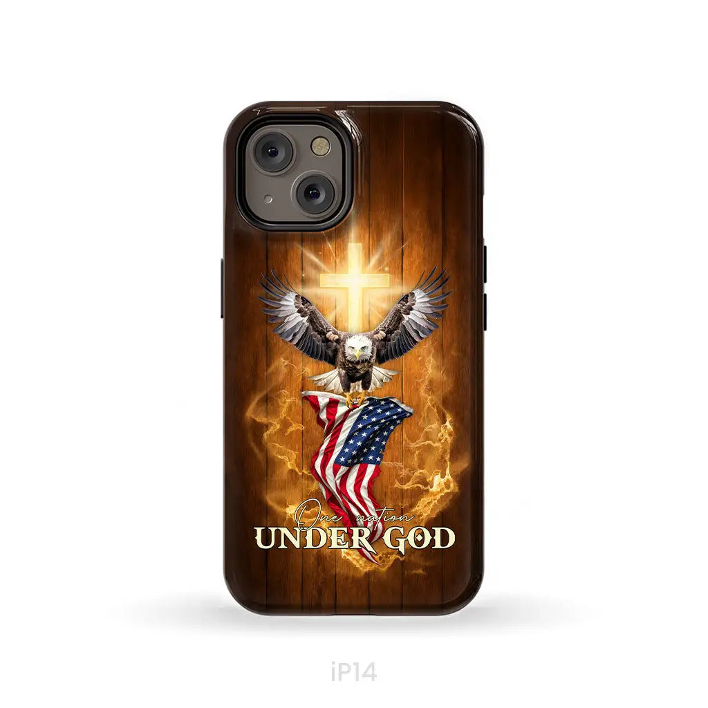 One Nation Under God, Bald Eagle With American Flag, Phone Case
