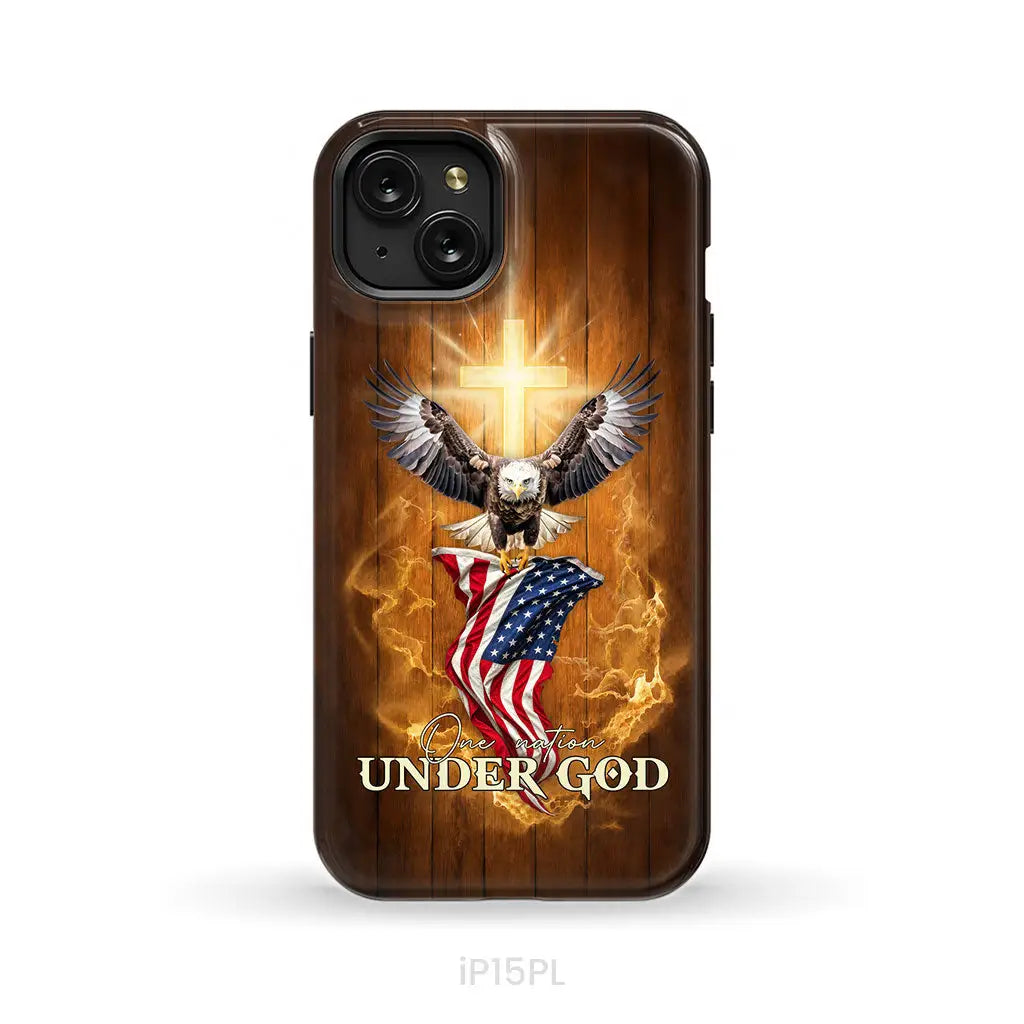 One Nation Under God, Bald Eagle With American Flag, Phone Case