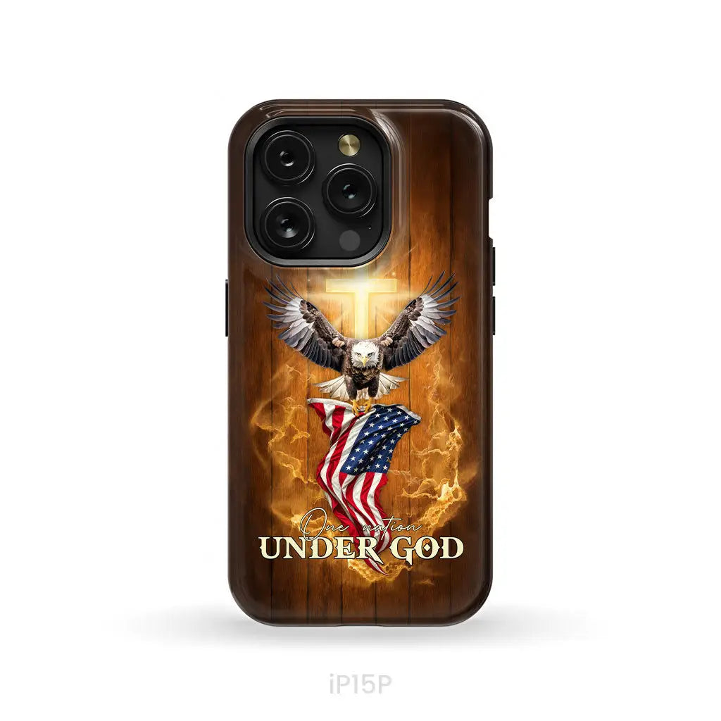 One Nation Under God, Bald Eagle With American Flag, Phone Case