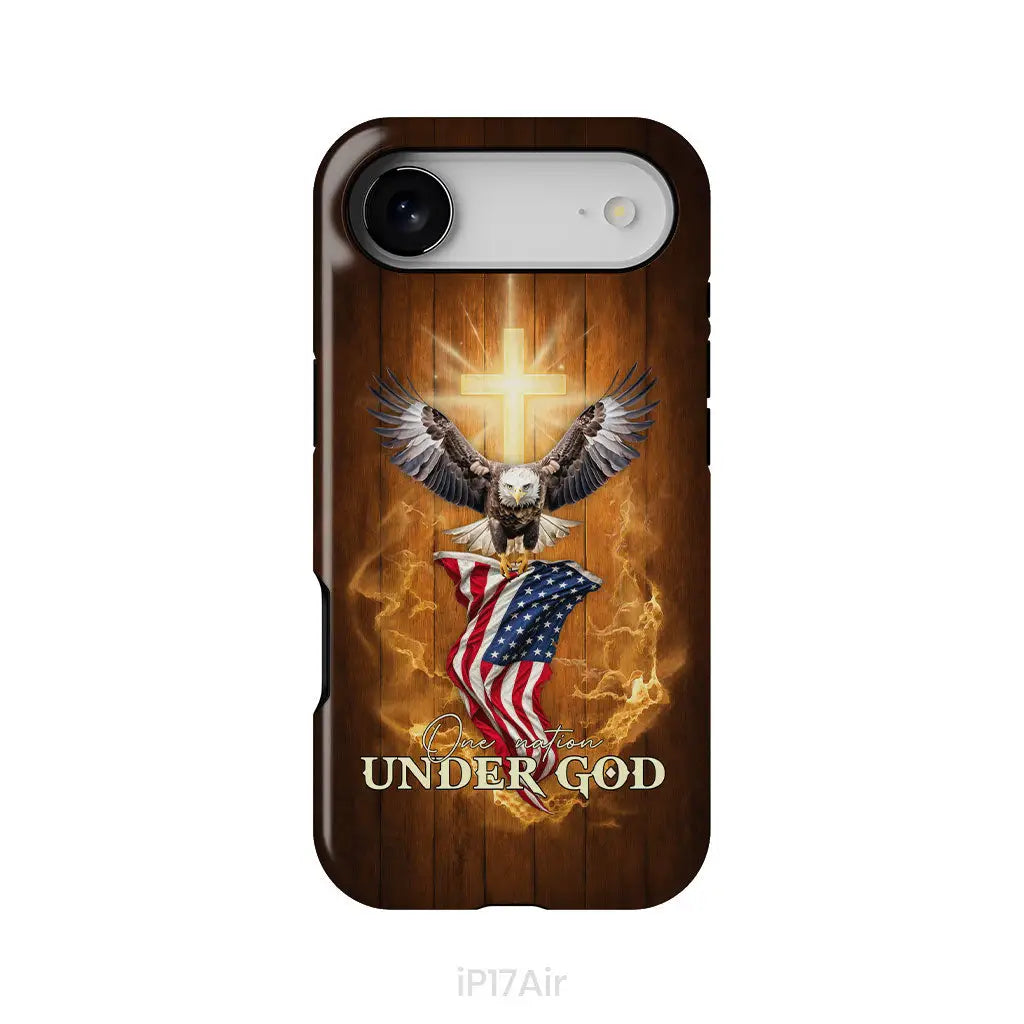 One Nation Under God, Bald Eagle With American Flag, Phone Case