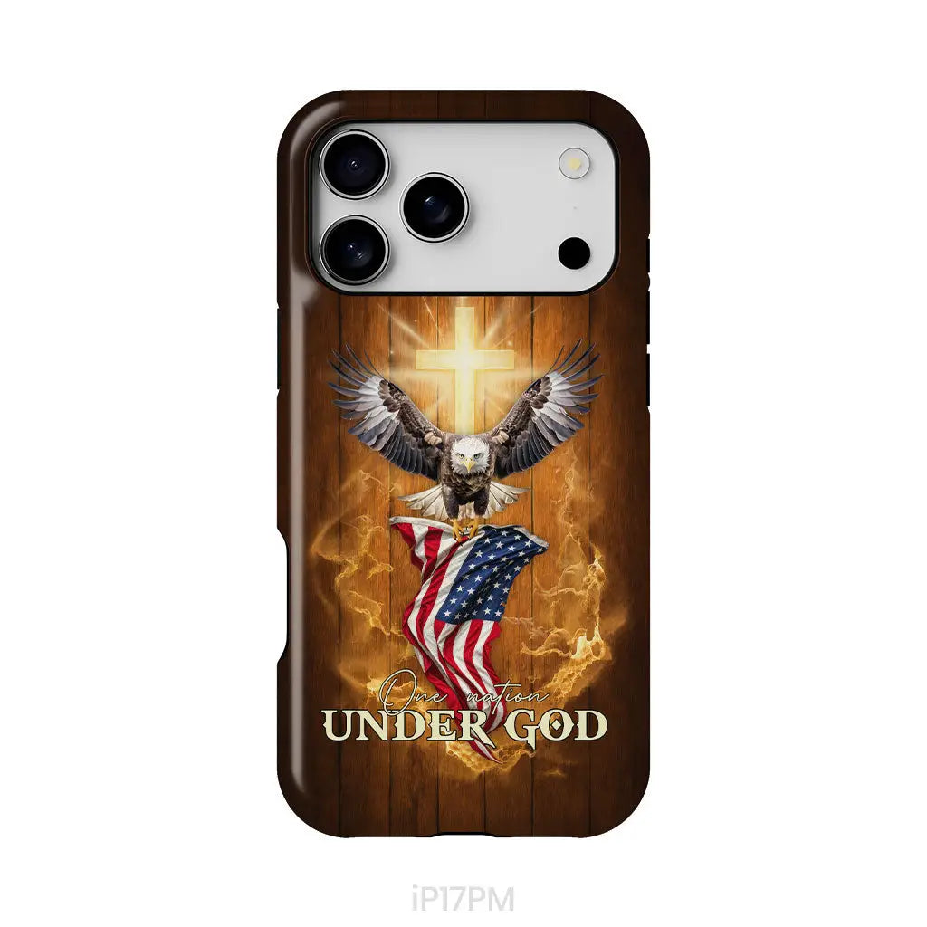 One Nation Under God, Bald Eagle With American Flag, Phone Case