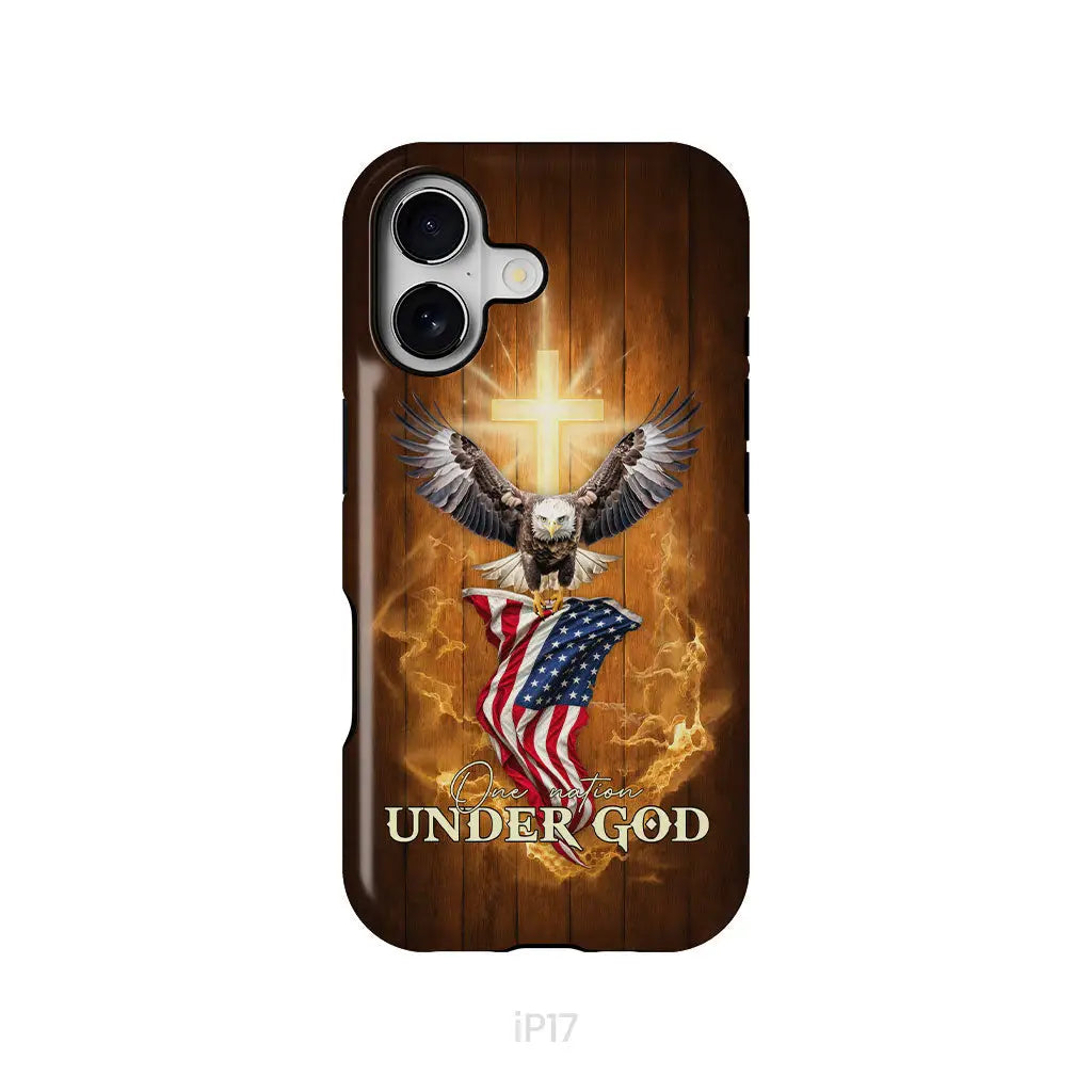 One Nation Under God, Bald Eagle With American Flag, Phone Case
