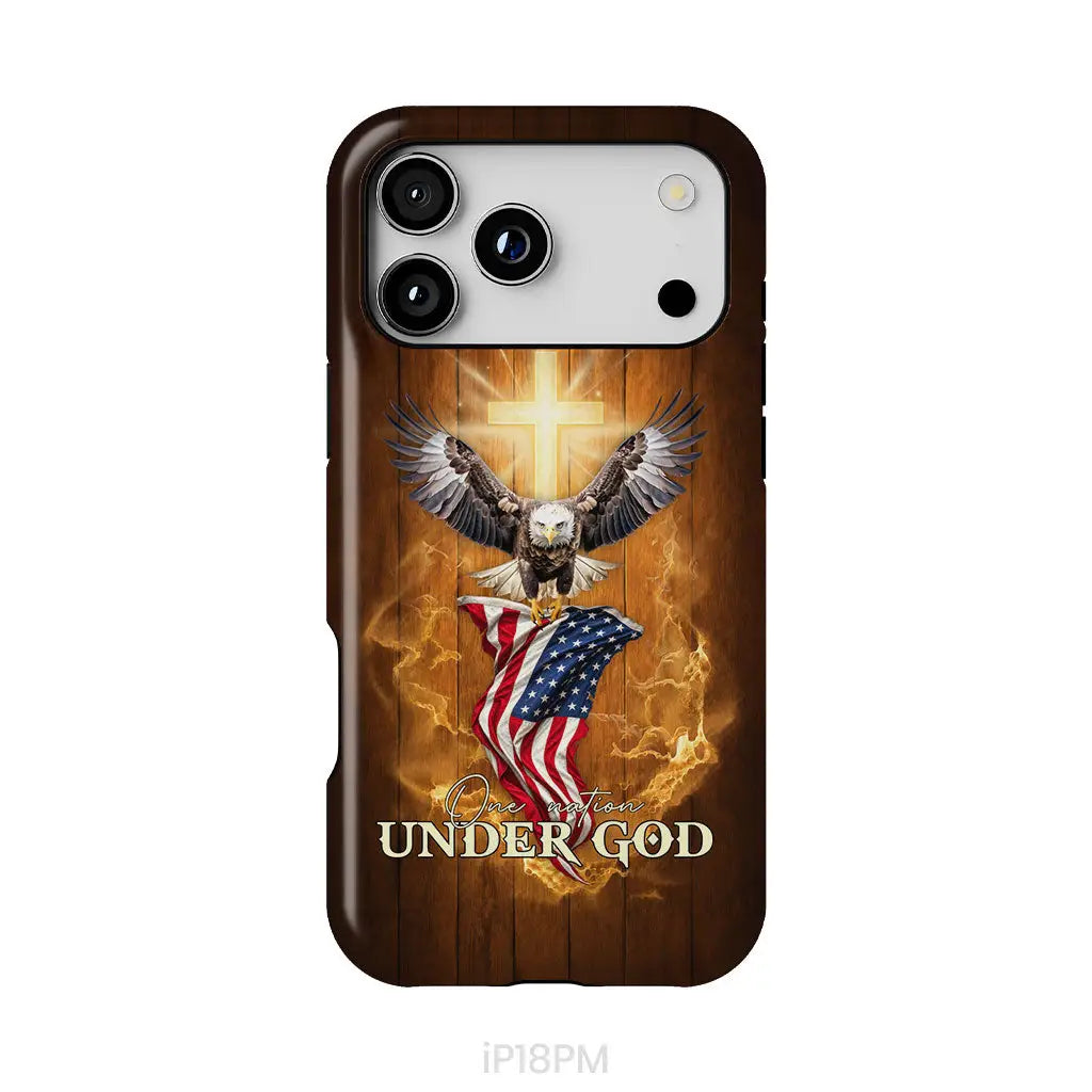 One Nation Under God, Bald Eagle With American Flag, Phone Case
