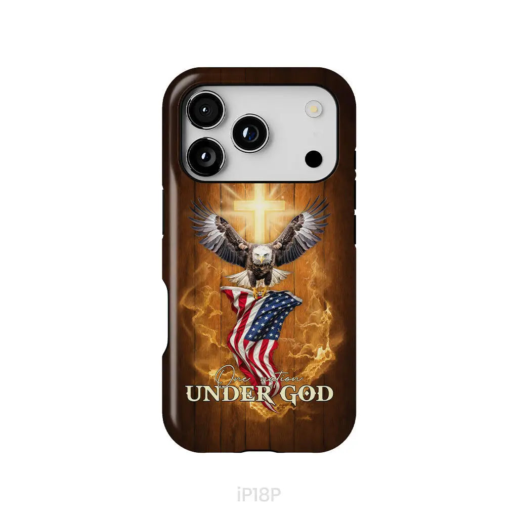 One Nation Under God, Bald Eagle With American Flag, Phone Case