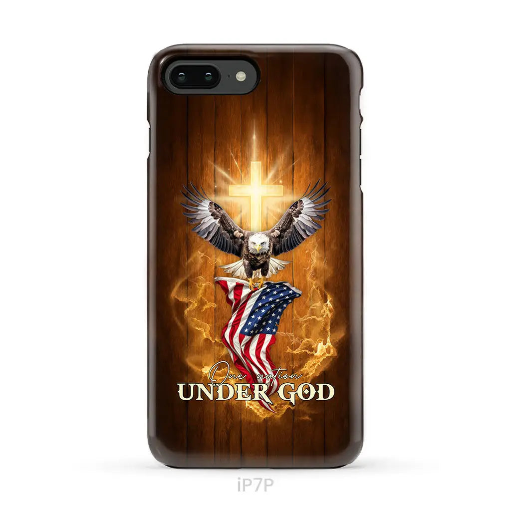 One Nation Under God, Bald Eagle With American Flag, Phone Case