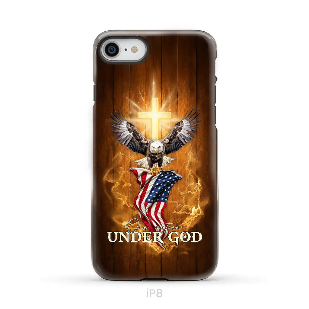 One Nation Under God, Bald Eagle With American Flag, Phone Case