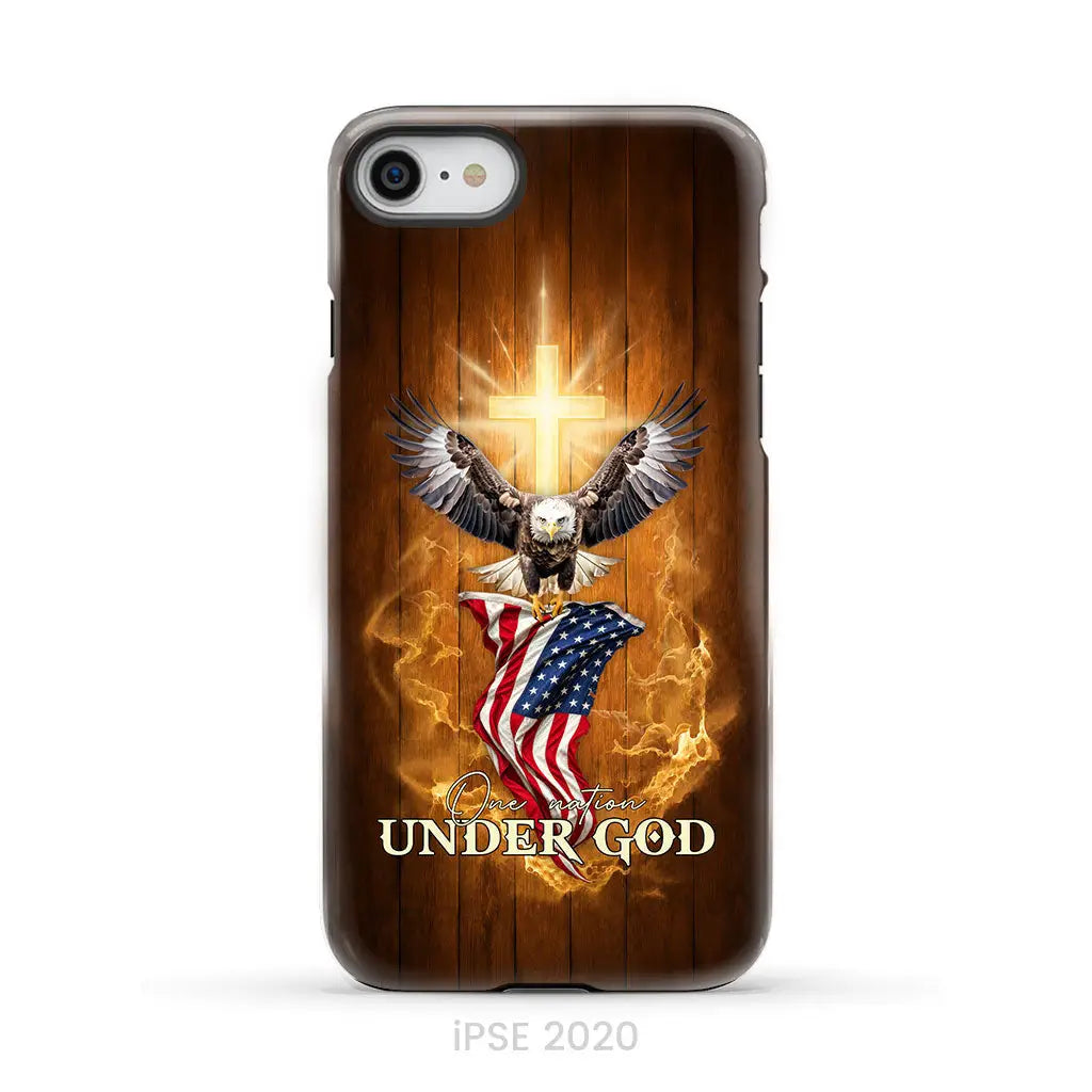 One Nation Under God, Bald Eagle With American Flag, Phone Case