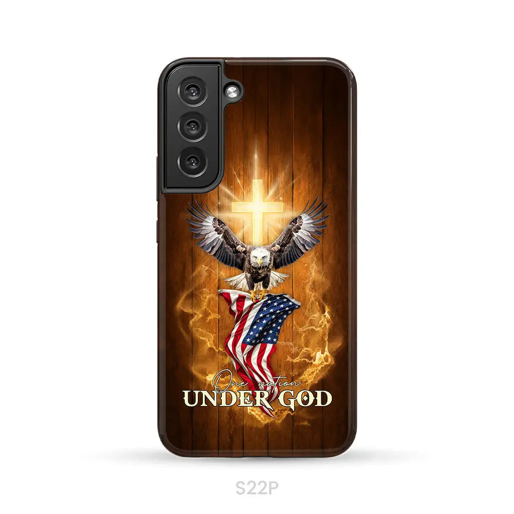 One Nation Under God, Bald Eagle With American Flag, Phone Case