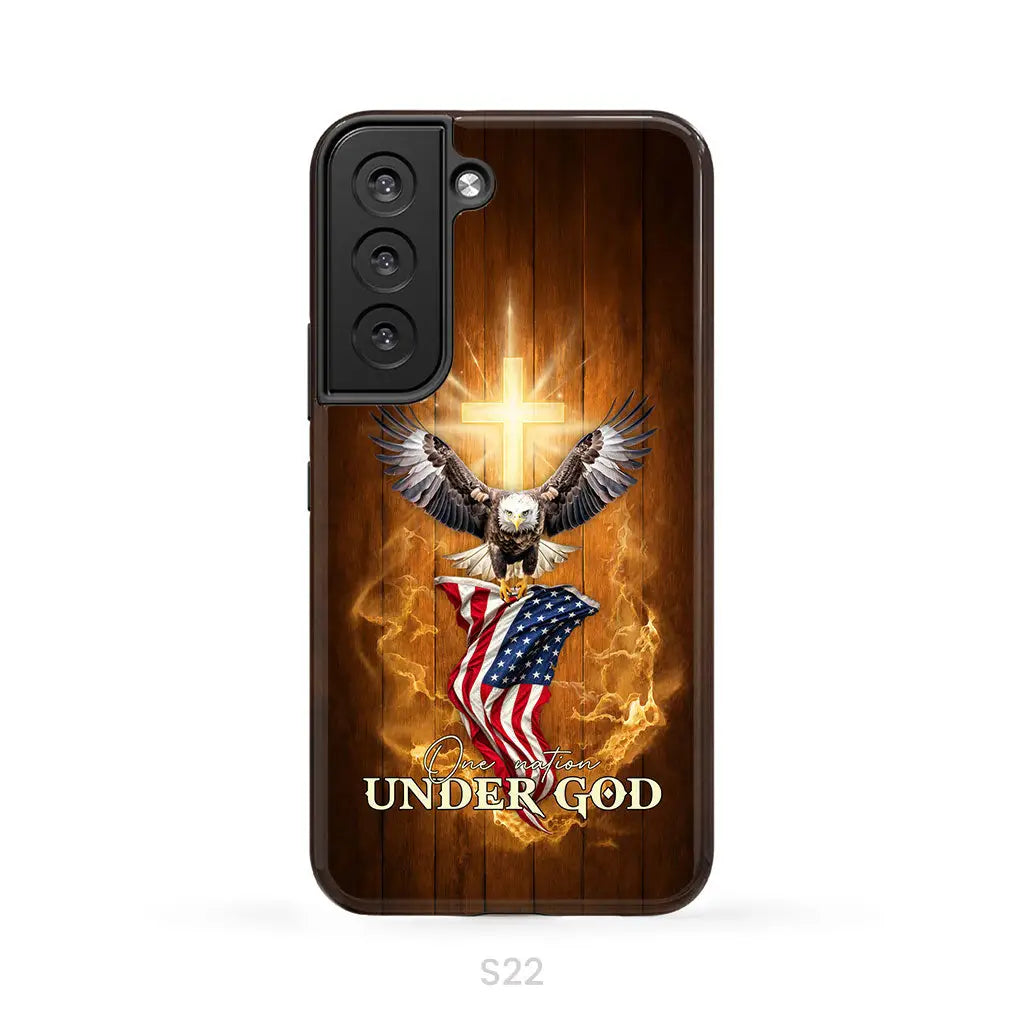One Nation Under God, Bald Eagle With American Flag, Phone Case