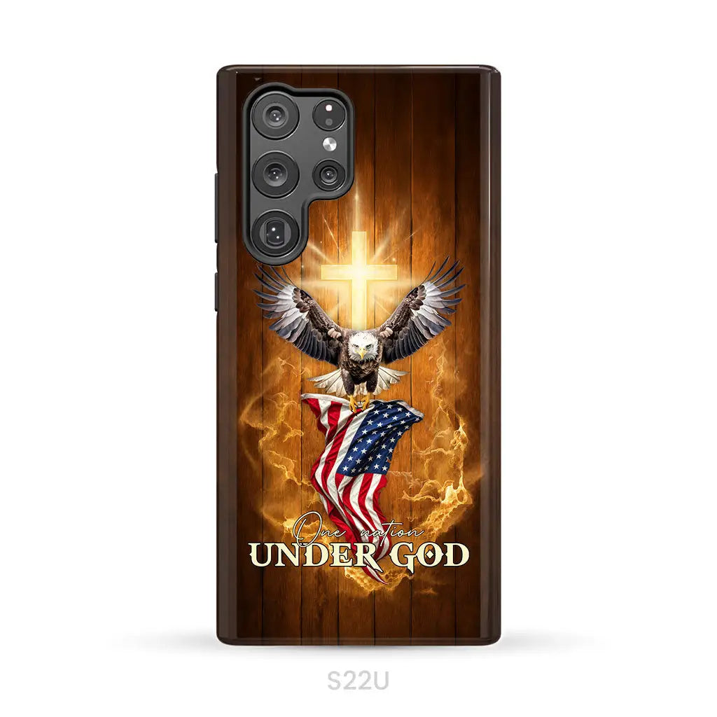 One Nation Under God, Bald Eagle With American Flag, Phone Case