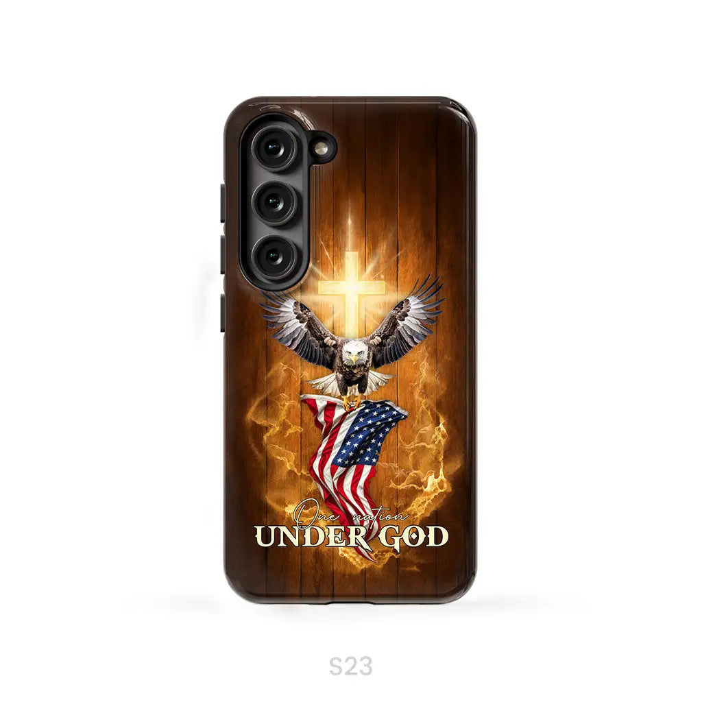 One Nation Under God, Bald Eagle With American Flag, Phone Case