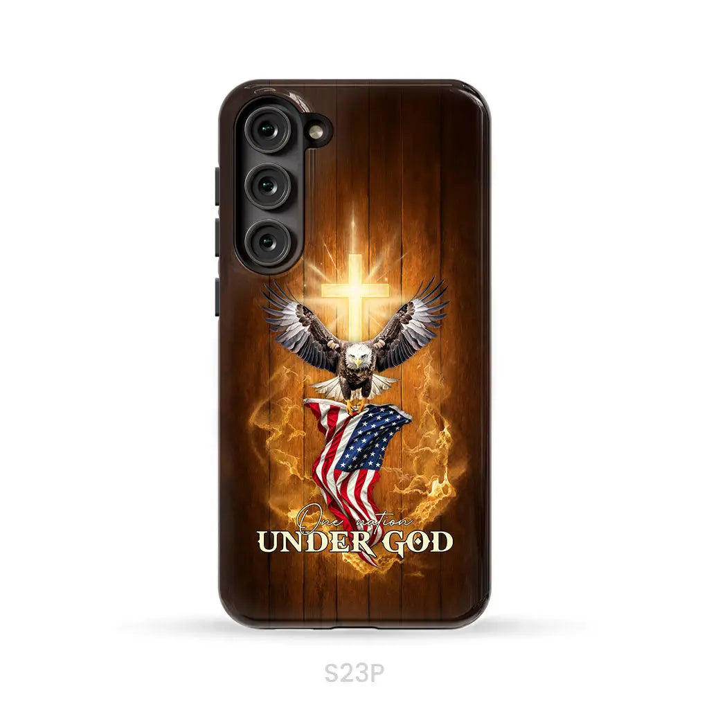 One Nation Under God, Bald Eagle With American Flag, Phone Case