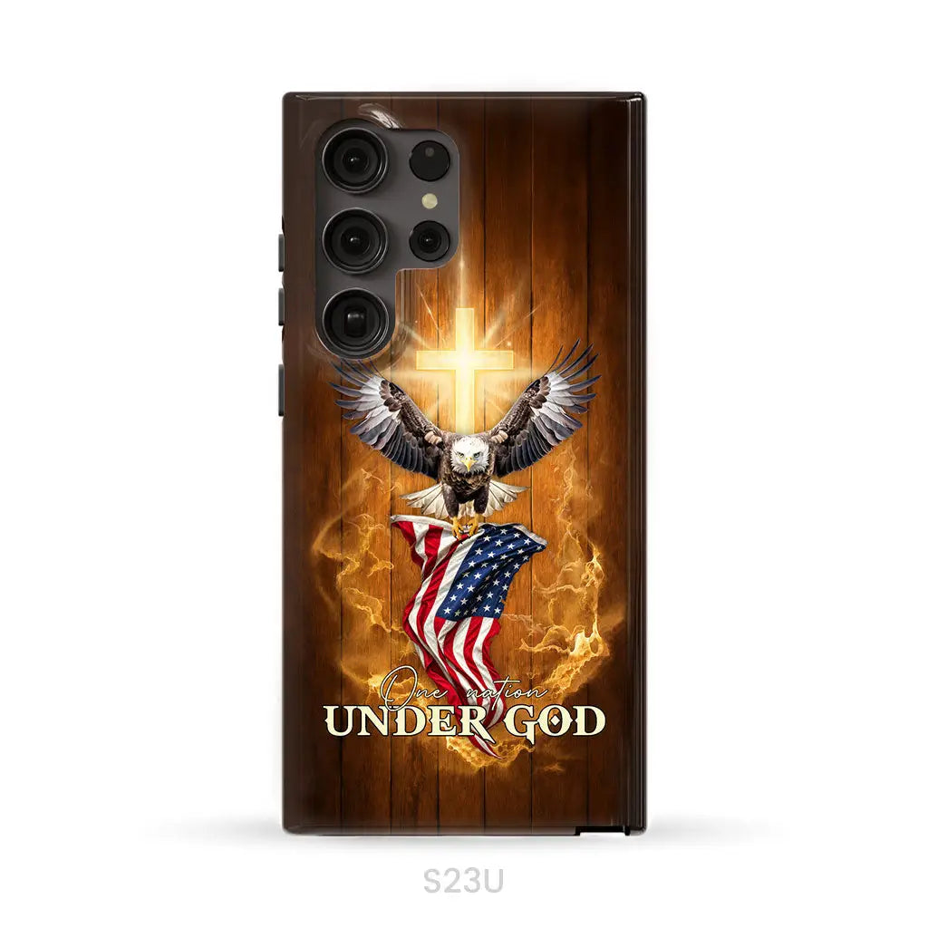 One Nation Under God, Bald Eagle With American Flag, Phone Case