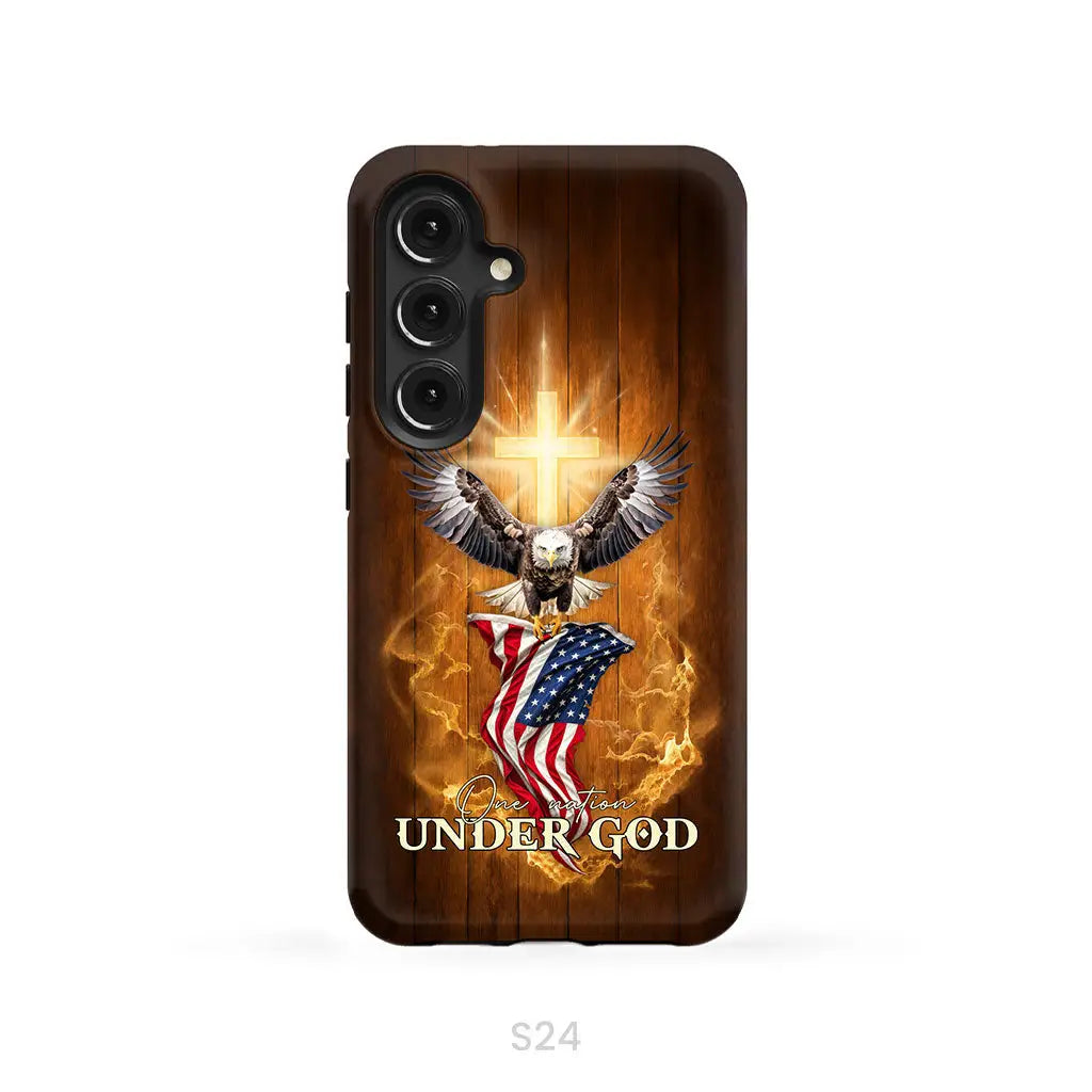 One Nation Under God, Bald Eagle With American Flag, Phone Case