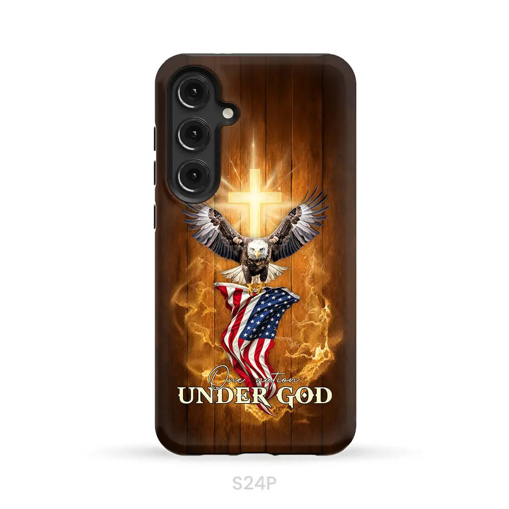 One Nation Under God, Bald Eagle With American Flag, Phone Case