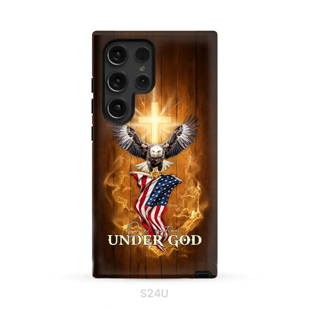 One Nation Under God, Bald Eagle With American Flag, Phone Case