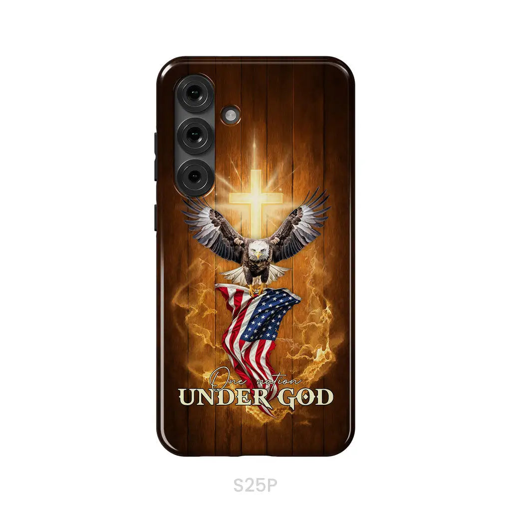 One Nation Under God, Bald Eagle With American Flag, Phone Case