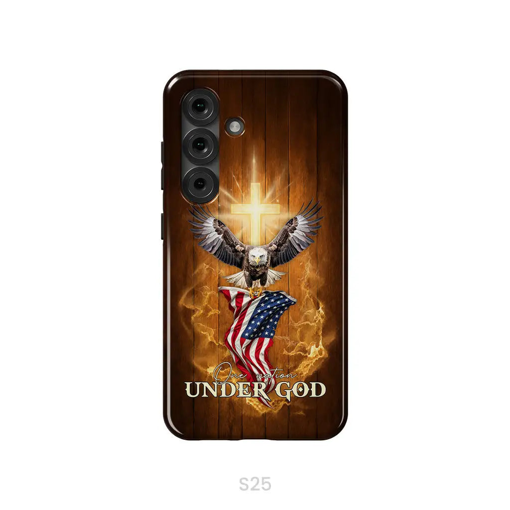 One Nation Under God, Bald Eagle With American Flag, Phone Case