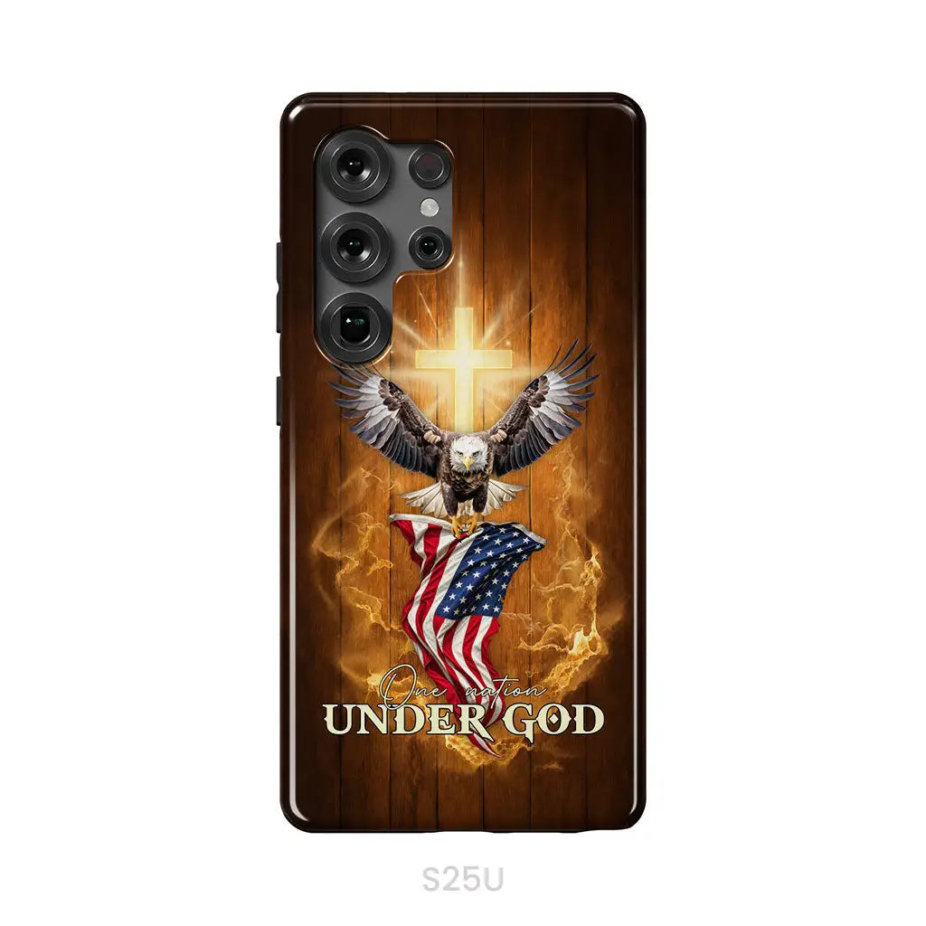 One Nation Under God, Bald Eagle With American Flag, Phone Case