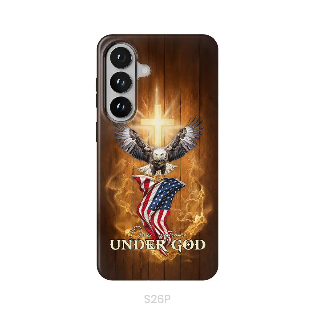One Nation Under God, Bald Eagle With American Flag, Phone Case