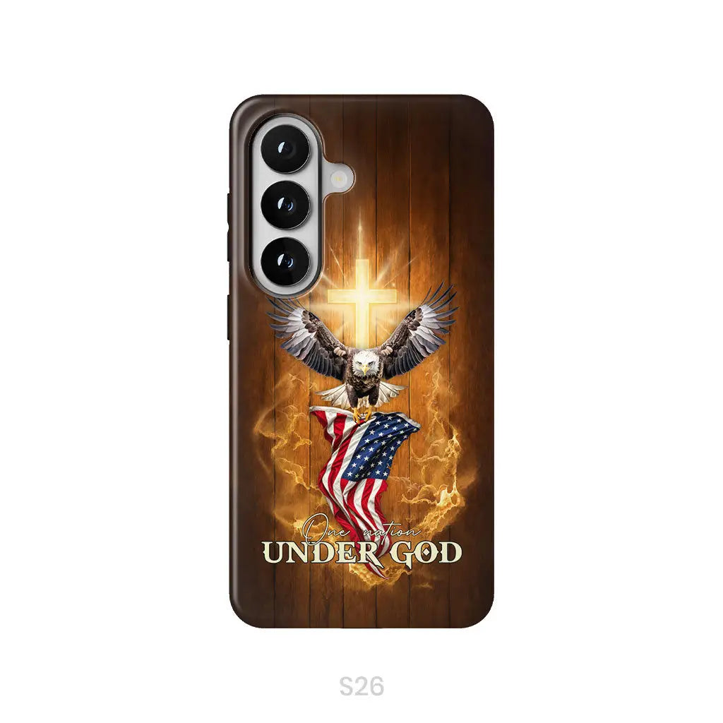 One Nation Under God, Bald Eagle With American Flag, Phone Case