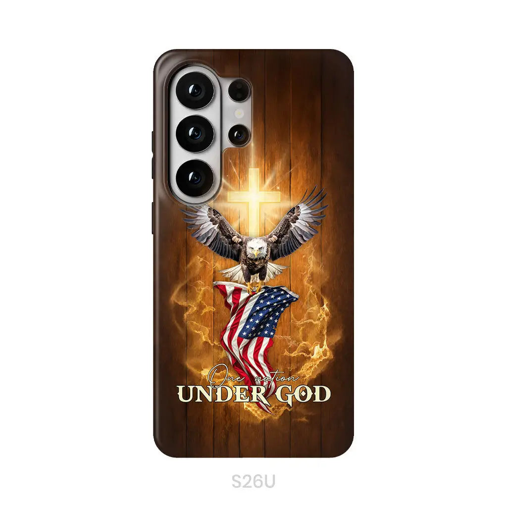 One Nation Under God, Bald Eagle With American Flag, Phone Case