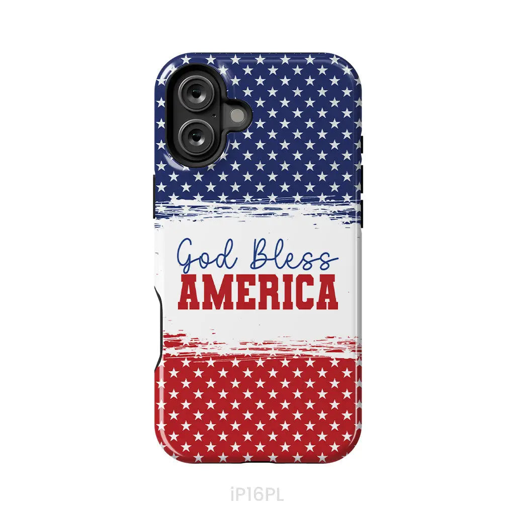 Patriotic Christian phone case: God bless America